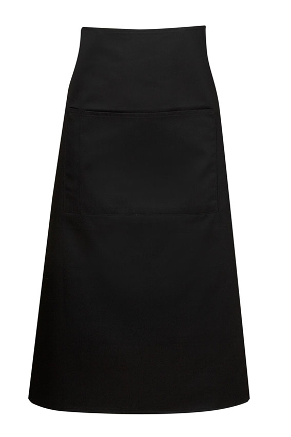 Poly Cotton Aprons, Long Waist; W86xL76 (below the knees with pocket, Black)